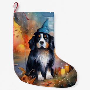 Halloween Bernese Mountain With Pumpkins Scary Small Christmas Stocking