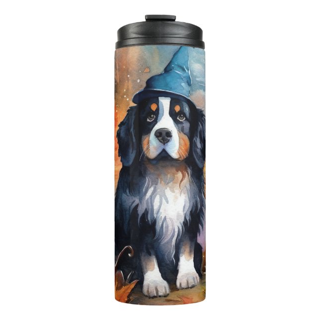 Halloween Bernese Mountain With Pumpkins Scary Thermal Tumbler (Front)