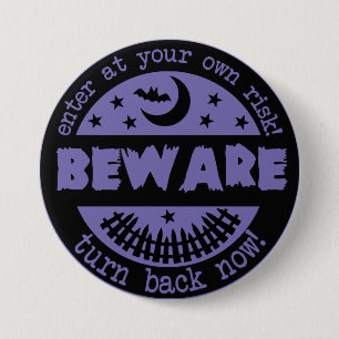 Halloween Beware Spooky Haunted House 7.5 Cm Round Badge