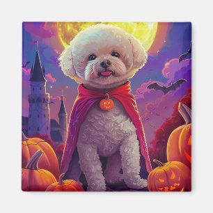 Halloween Bichon Frise Dog Pumpkins Scary Magnet