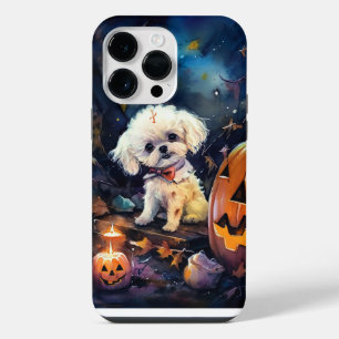 Halloween Bichon Frise With Pumpkins Scary iPhone 14 Pro Max Case