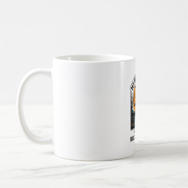 Halloween Bicycle Messenger Funny Witch Broom Brok Coffee Mug (Left)