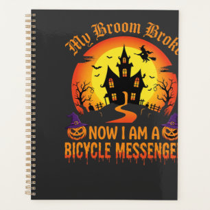 Halloween Bicycle Messenger Witch Broom Broke Desi Planner