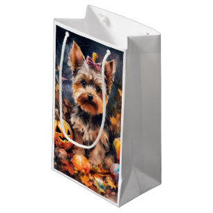 Halloween Biewer Terrier With Pumpkins Scary Small Gift Bag