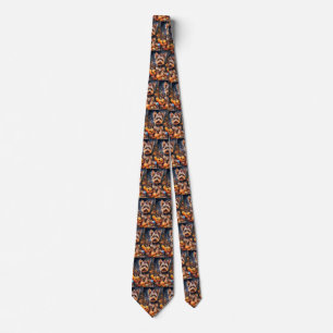 Halloween Biewer Terrier With Pumpkins Scary Tie