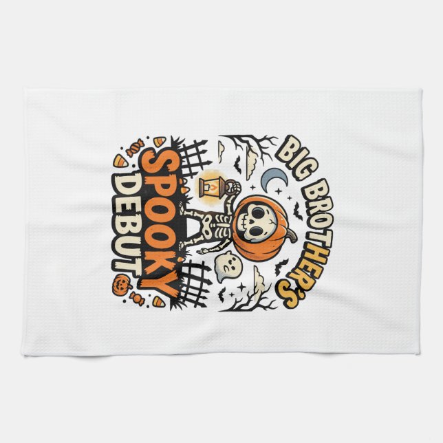 Halloween Big Brother Spooky Debut Tea Towel (Horizontal)