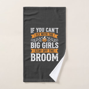 Halloween Big Girls Broom Witch Design_1 Hand Towel