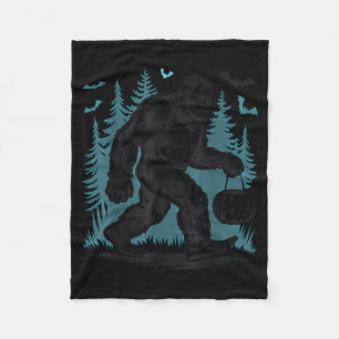 Halloween Bigfoot Pumpkin  Fleece Blanket