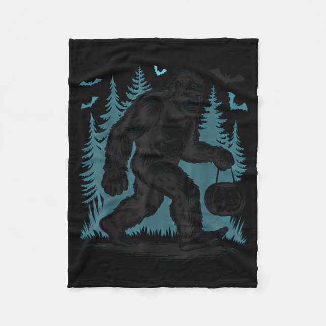 Halloween Bigfoot Pumpkin  Fleece Blanket (Front)