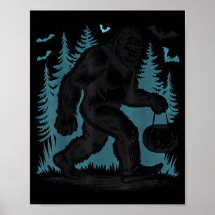 Halloween Bigfoot Pumpkin Poster