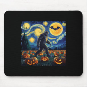 Halloween Bigfoot Starry Night Van Gogh Mouse Pad