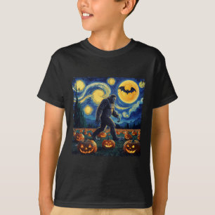 Halloween Bigfoot Starry Night Van Gogh T-Shirt