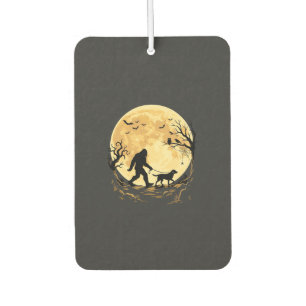 Halloween Bigfoot Walking Labrador Under Full Moon Car Air Freshener