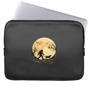 Halloween Bigfoot Walking Labrador Under Full Moon Laptop Sleeve