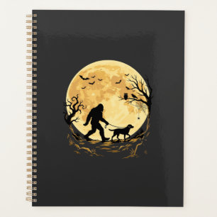 Halloween Bigfoot Walking Labrador Under Full Moon Planner