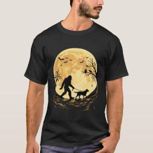 Halloween Bigfoot Walking Labrador Under Full Moon T-Shirt