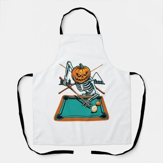 Halloween Billiards Pumpkin Skeleton Pool Apron (Front)