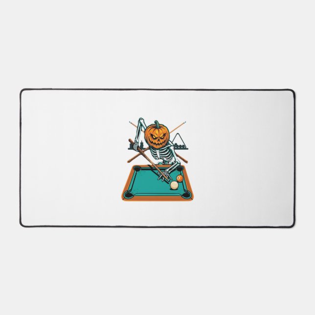 Halloween Billiards Pumpkin Skeleton Pool Desk Mat (Front)