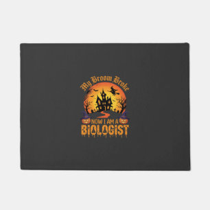 Halloween Biologist Witch Pumpkin Haunted House De Doormat