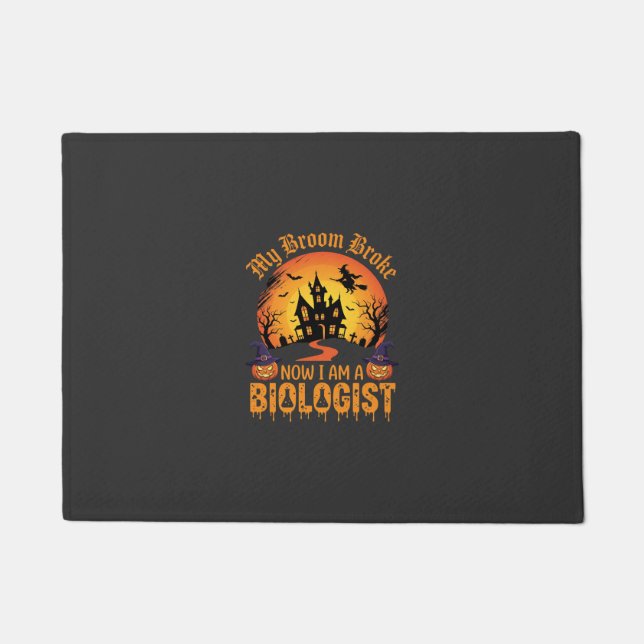 Halloween Biologist Witch Pumpkin Haunted House De Doormat (Front)