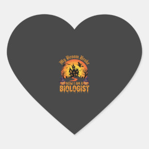 Halloween Biologist Witch Pumpkin Haunted House De Heart Sticker