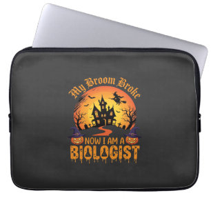 Halloween Biologist Witch Pumpkin Haunted House De Laptop Sleeve