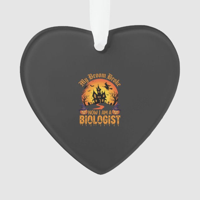 Halloween Biologist Witch Pumpkin Haunted House De Ornament (Front)