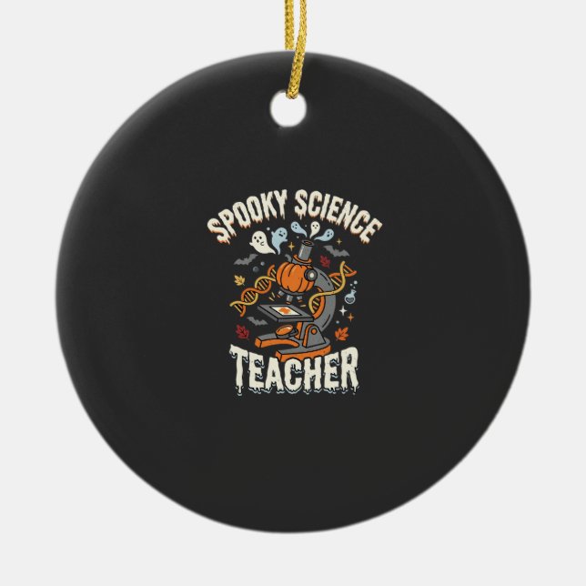 Halloween Biology Teacher Spooky Science Ceramic Tree Decoration (Front)