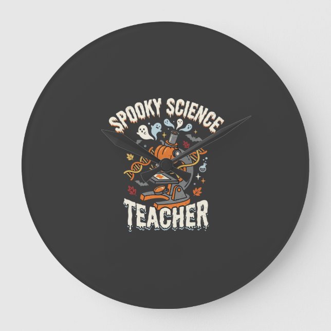 Halloween Biology Teacher Spooky Science Large Clock (Front)