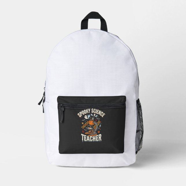 Halloween Biology Teacher Spooky Science Printed Backpack (Front)