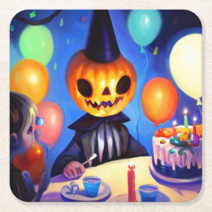 Halloween - Birthday 2 Square Paper Coaster