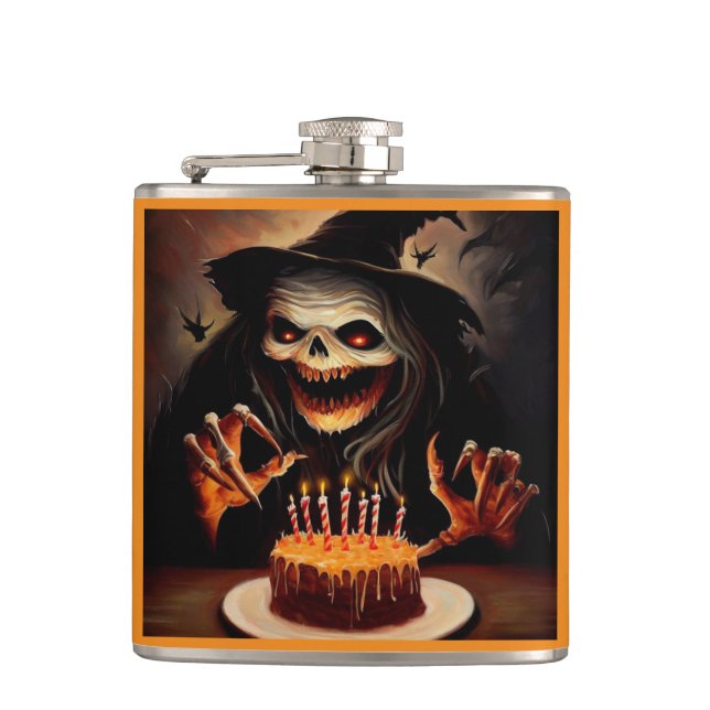 Halloween - Birthday 5 Hip Flask (Front)