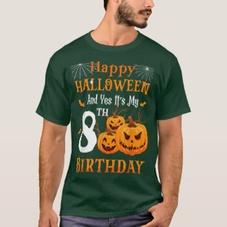 Halloween Birthday 8 year old 8th Party Pumpkin Sp T-Shirt