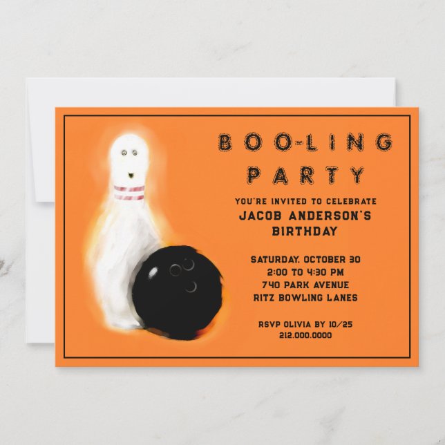 Halloween Birthday Bowling Party Invitations (Front)