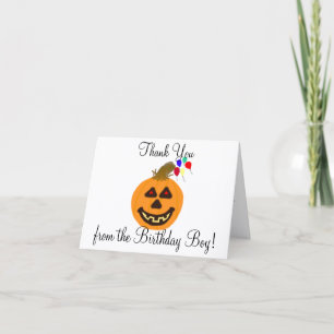 Halloween Birthday Boy Thank You Pumpkin Balloons Card