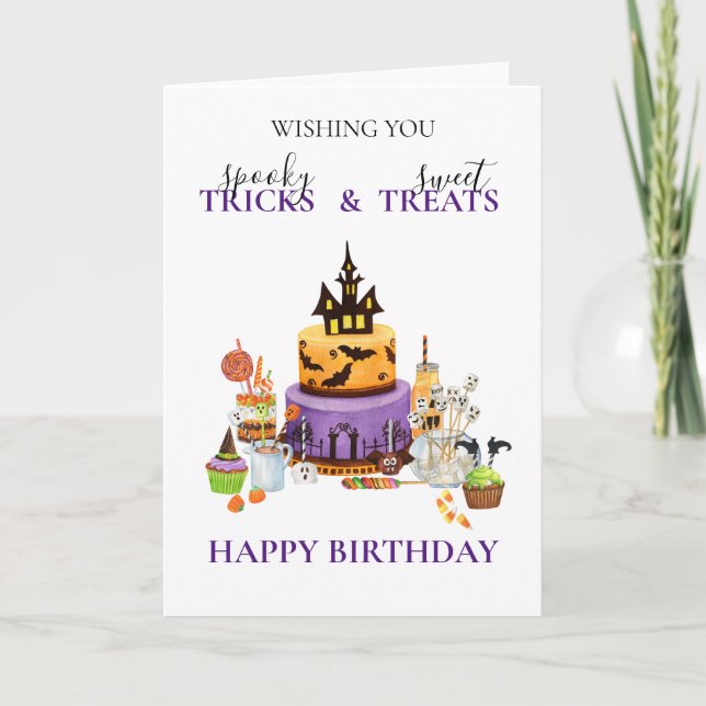 Halloween Birthday Cake Sweets  Card (Front)