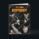 Halloween Birthday Card<br><div class="desc">Cute birthday card with Mummy Bat,  change the text yourself when ordering.</div>