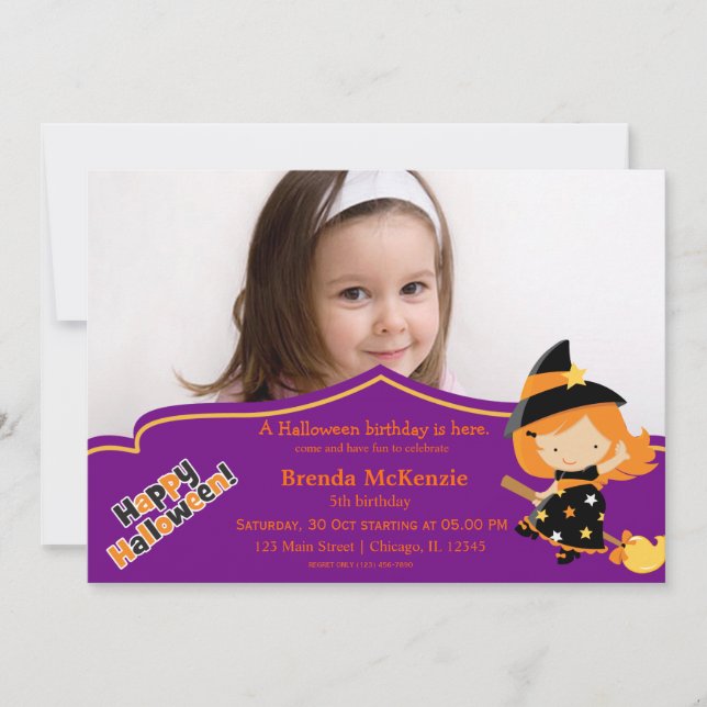 Halloween birthday costume invitation (Front)