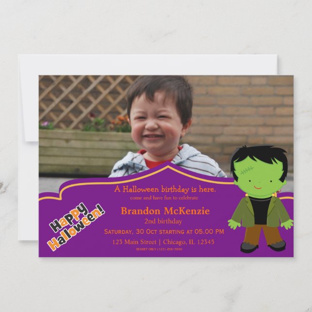 Halloween birthday costume invitation (Front)