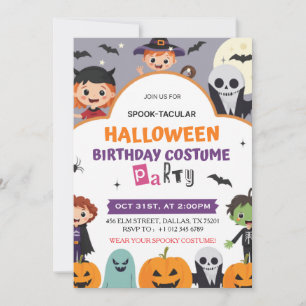 Halloween Birthday costume party Invitation card