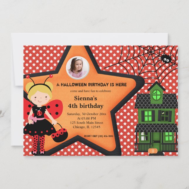 Halloween Birthday Costume (Red) Invitation (Front)