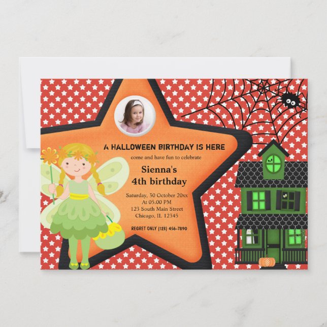 Halloween Birthday Costume (Red) Invitation (Front)