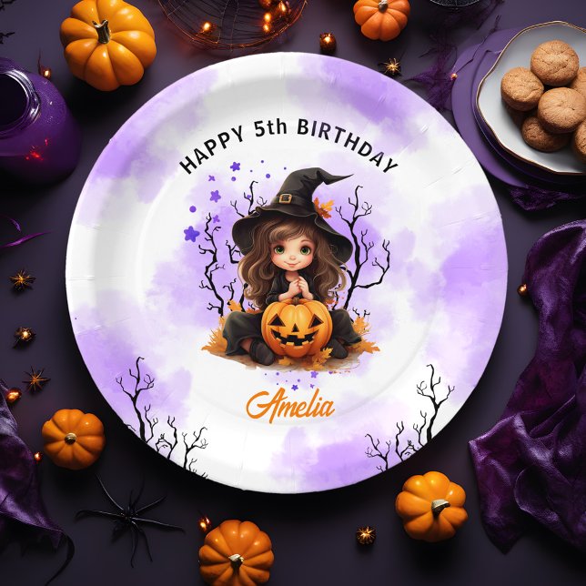Halloween Birthday Cute Little Witch Paper Plates (Halloween Birthday Cute Little Witch Paper Plates)