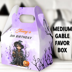 Halloween Birthday Cute Little Wizard Medium Gable Favour Box