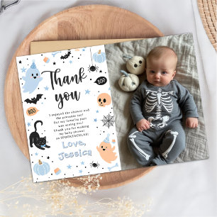Halloween Birthday Ghost Photo Thank You Card