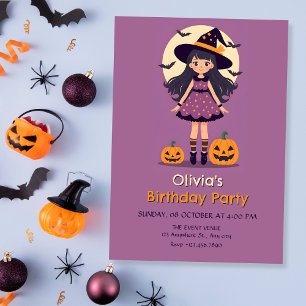 Halloween birthday girl invitation