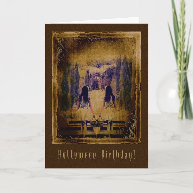 Halloween Birthday - Haunting Spooky Girls Card (Front)