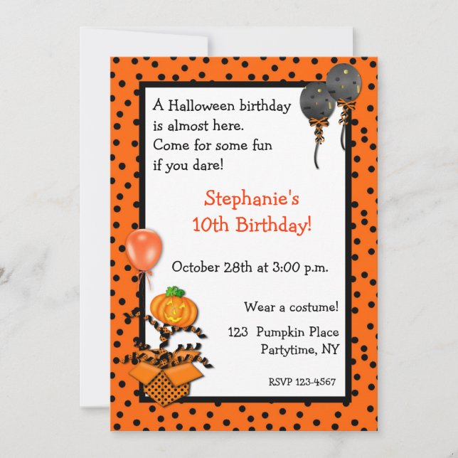 Halloween Birthday Invitation (Front)