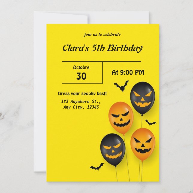  Halloween Birthday  Invitation (Front)