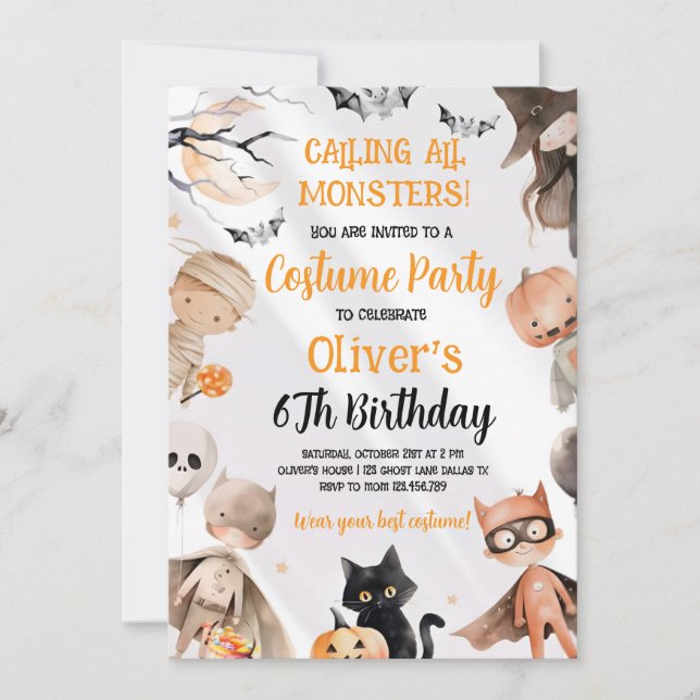 Halloween Birthday Invitation  (Front)